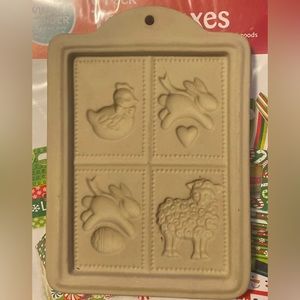 - Stoneware Art Cookie Mold Spring/ Easter 4.50”x6”